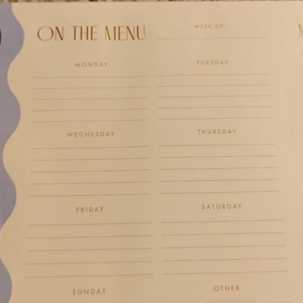 Meal planner magnetic notepad